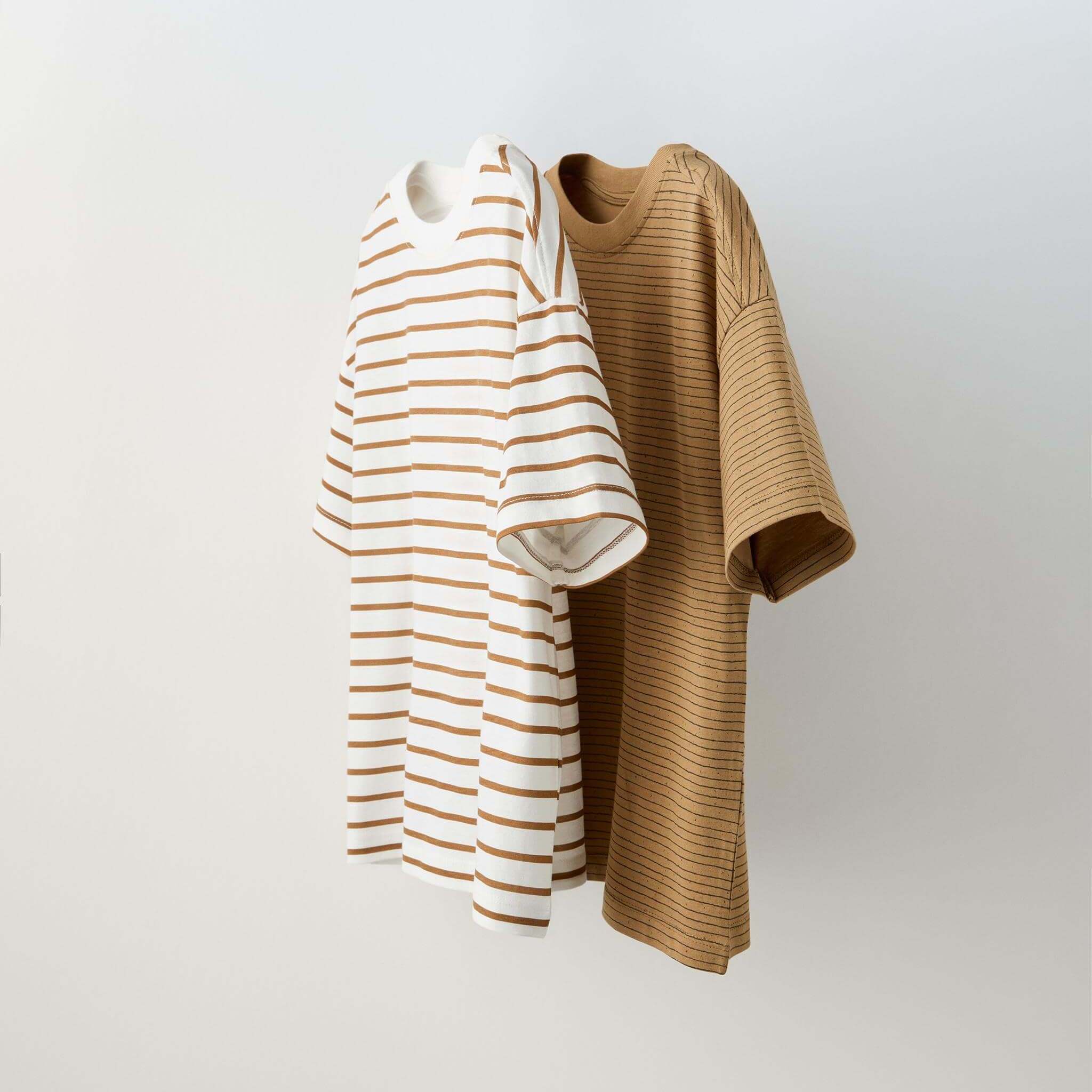 Набор футболок Zara Of Striped, 2 шт, коричневый