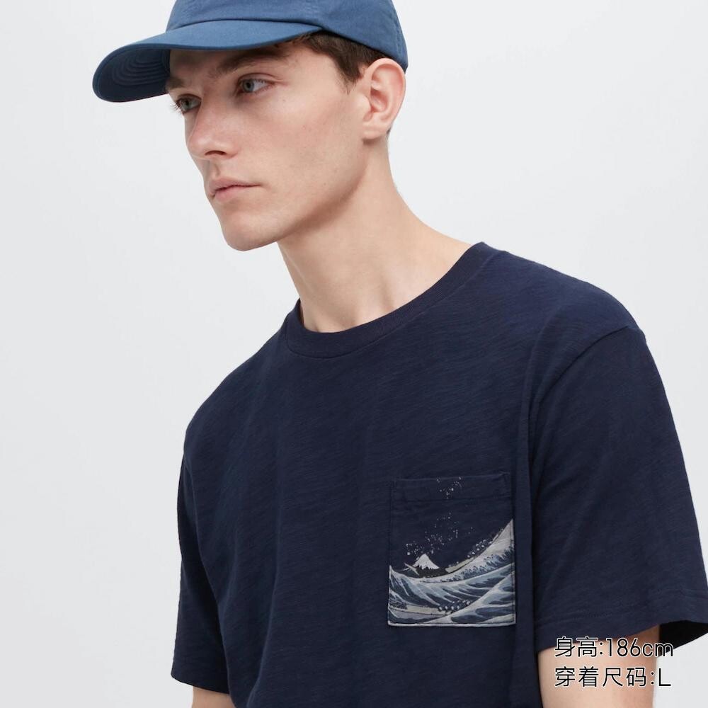 

Футболка с принтом унисекс Uniqlo, синий