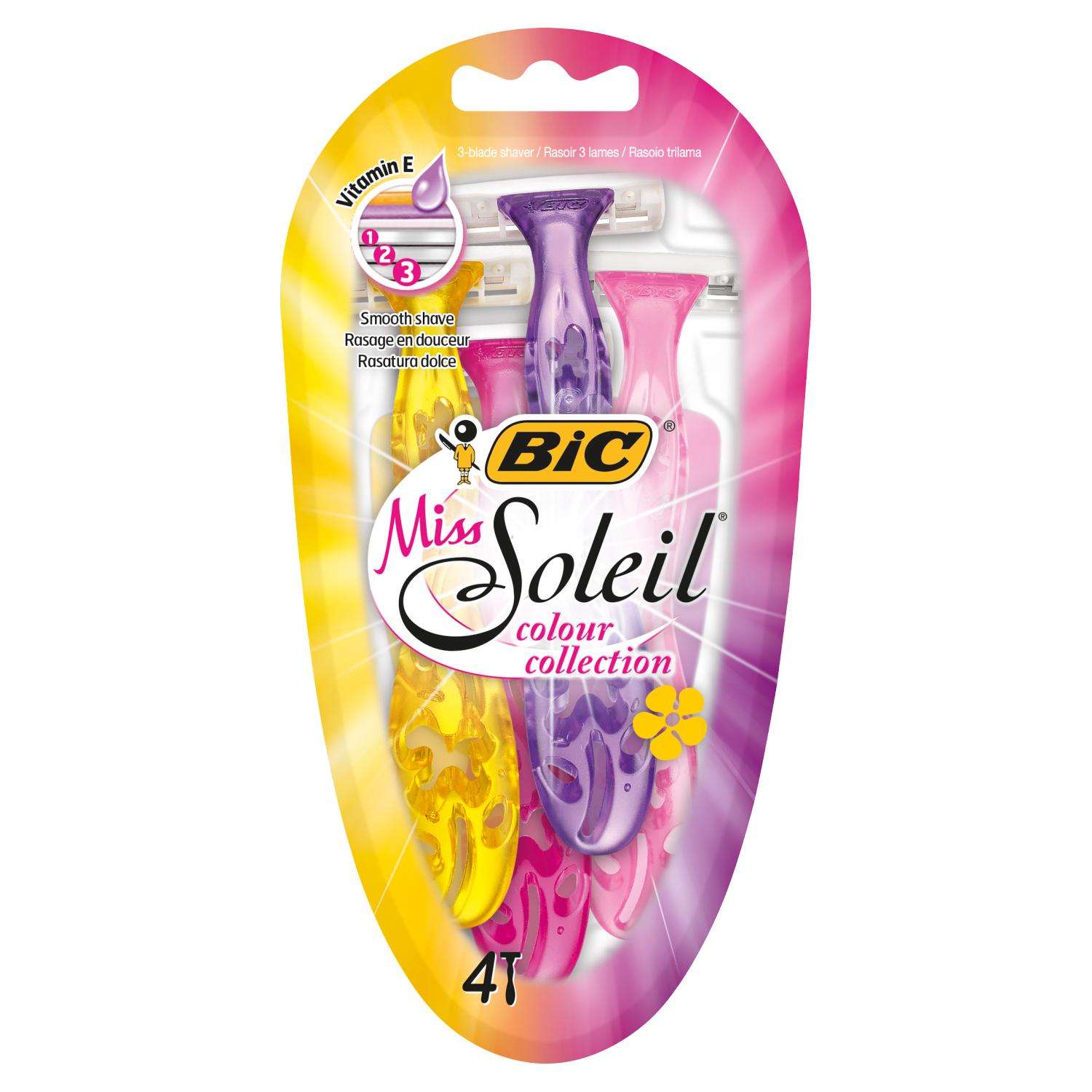 Bic Miss Soleil Colour Collection женская бритва, 4 шт/1 упаковка