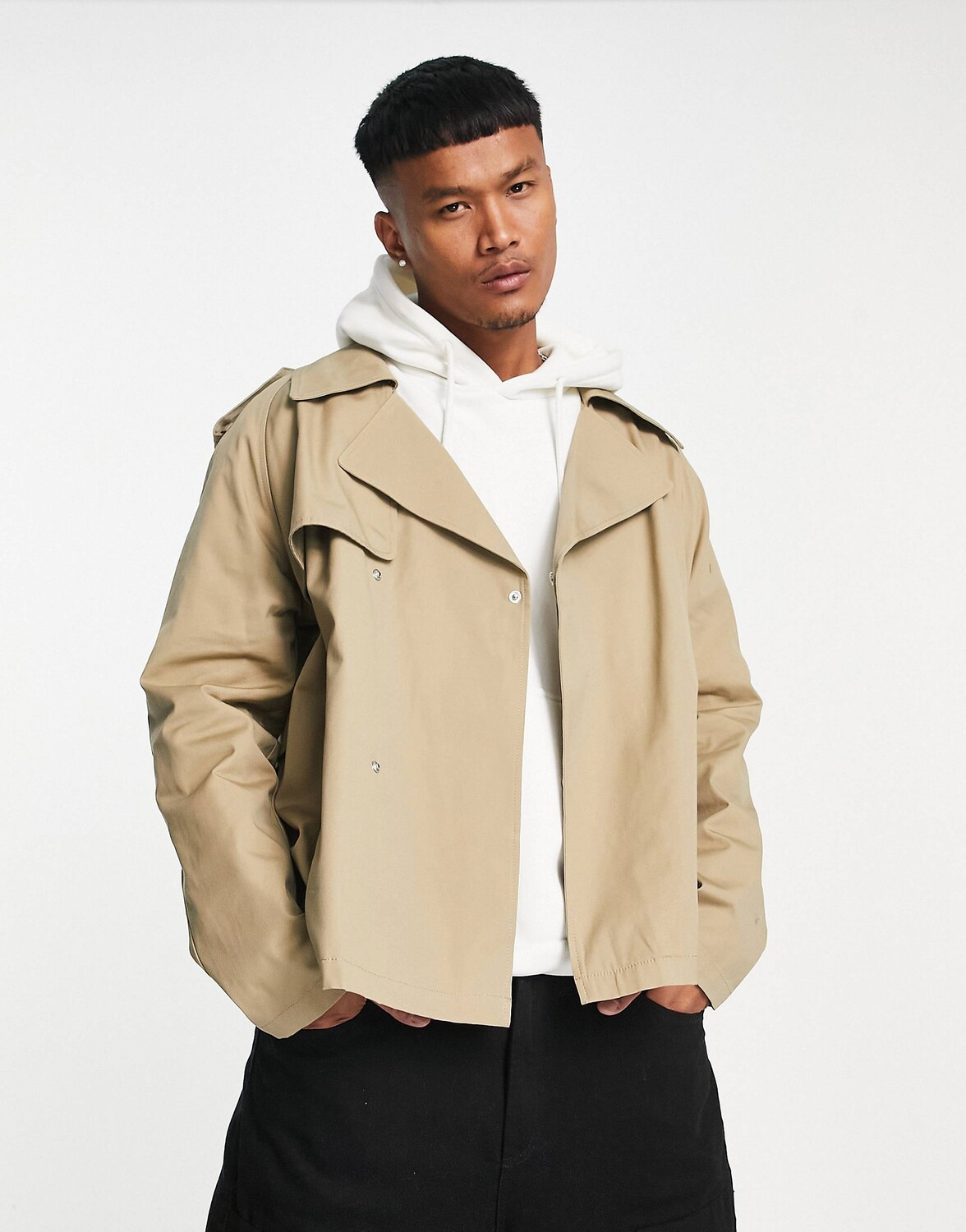

Черный укороченный тренч ASOS DESIGN