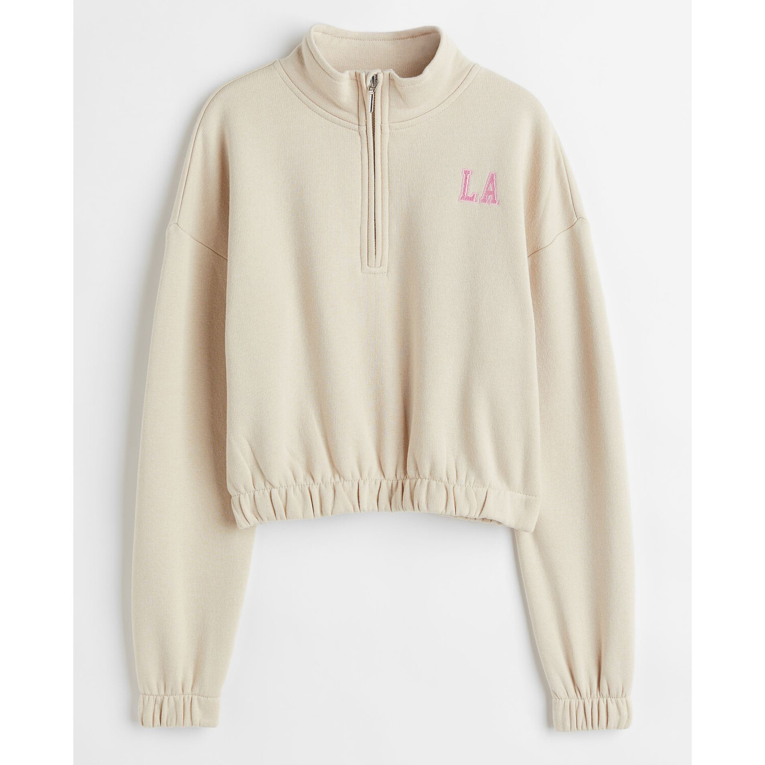 

Толстовка оверсайз на молнии до половины H&M Basics, светло-бежевый/розовый