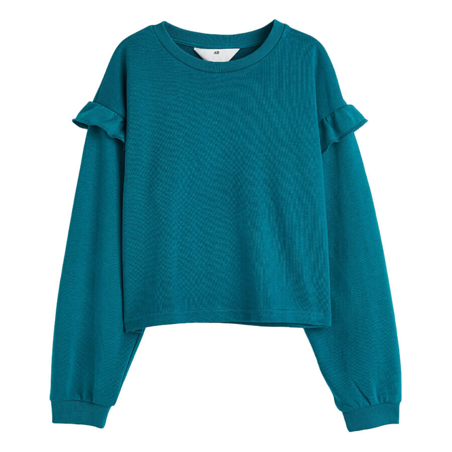 

Свитшот H&M Basics Flounced, темно-бирюзовый