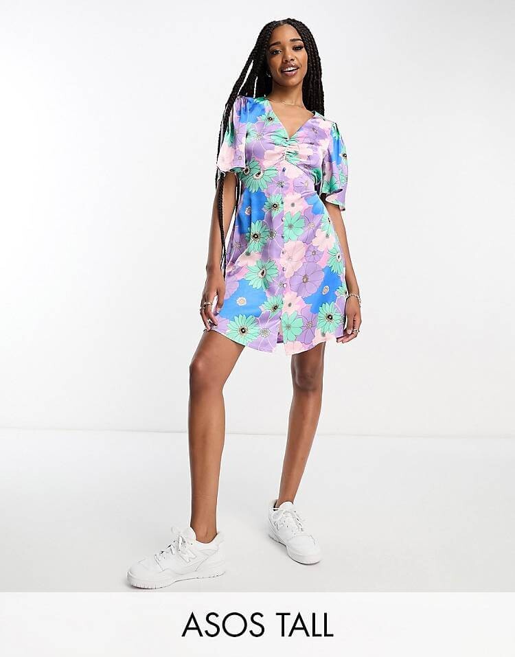 

Платье-мини на пуговицах Asos Design, мультиколор