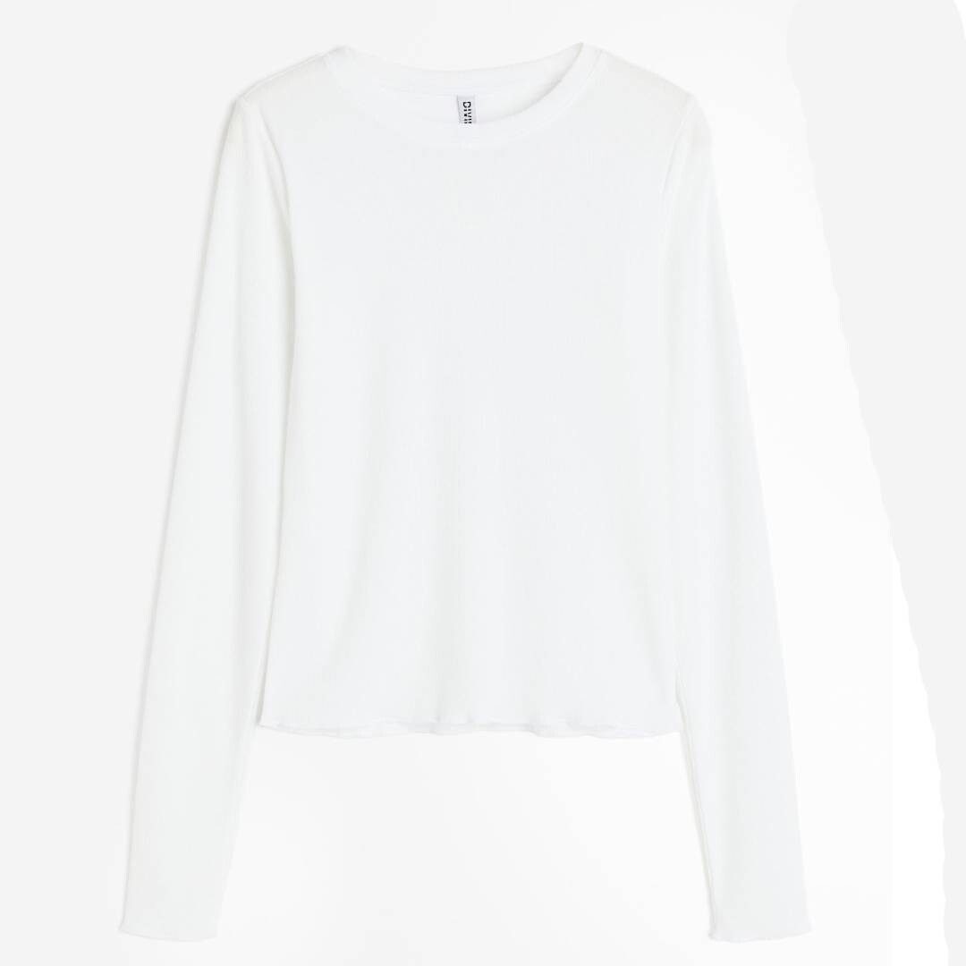 

Прозрачный топ в рубчик H&M, белый