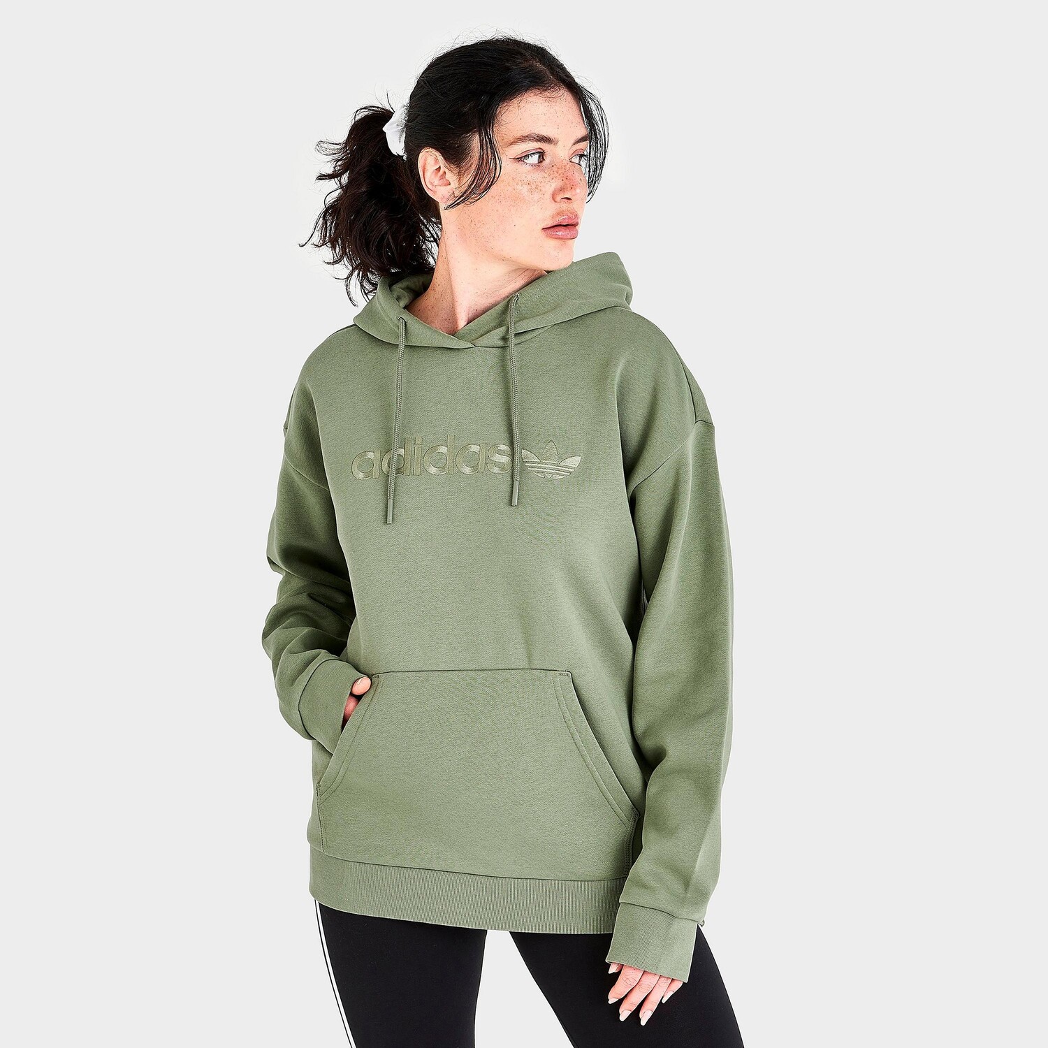 

Женская худи в стиле бойфренда Adidas Originals Linear, зеленый
