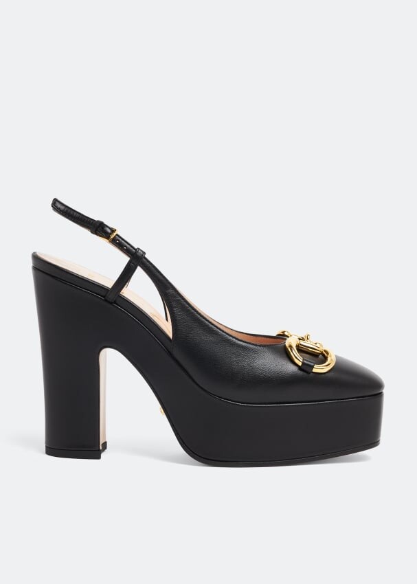 

Туфли GUCCI Horsebit platform pumps, черный
