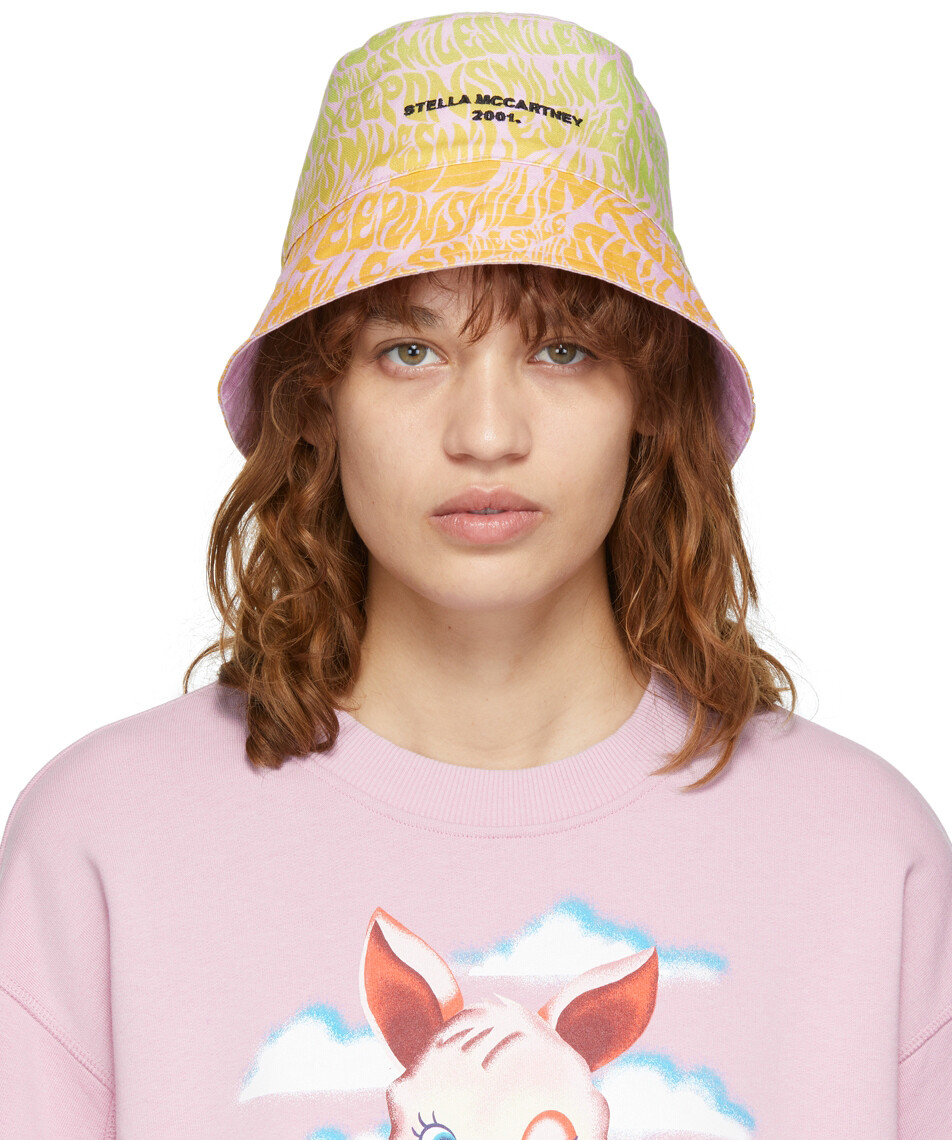 

Двусторонняя панама из хлопка розового и разноцветного цветов Stella McCartney