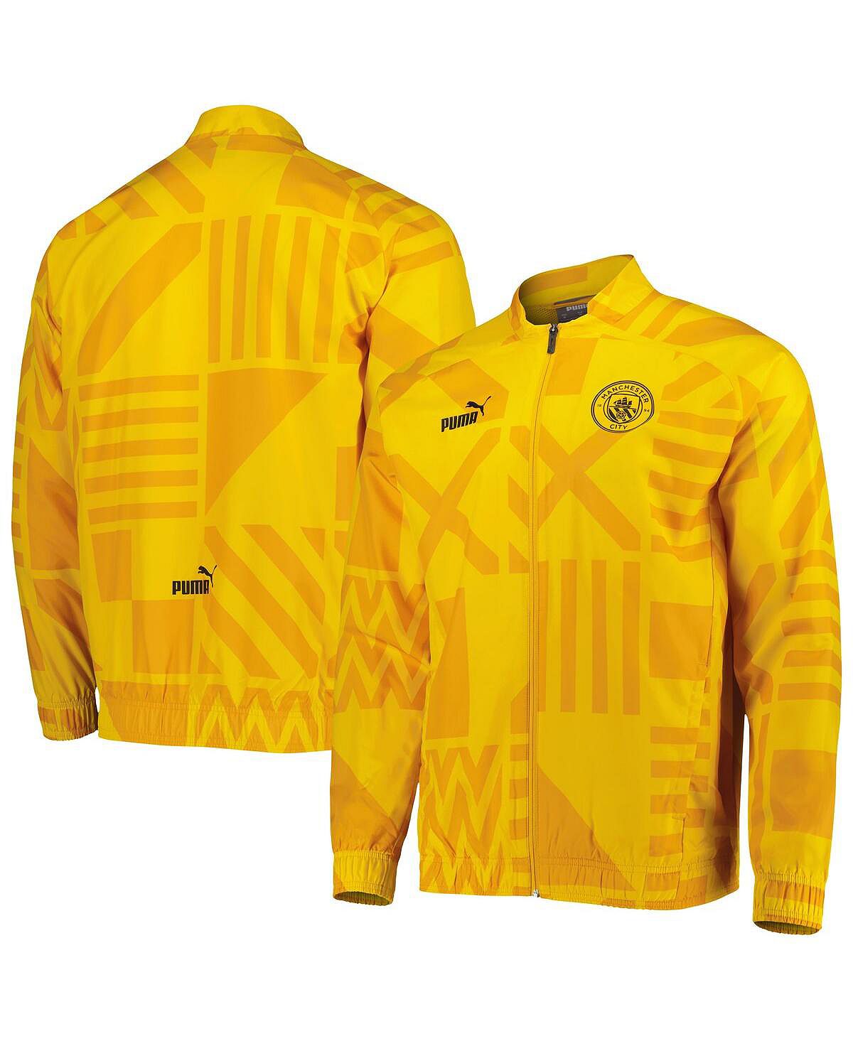 Мужская желтая тренировочная куртка manchester city pre-match raglan с молнией во всю длину Puma гетры фк манчестер сити 2019 20