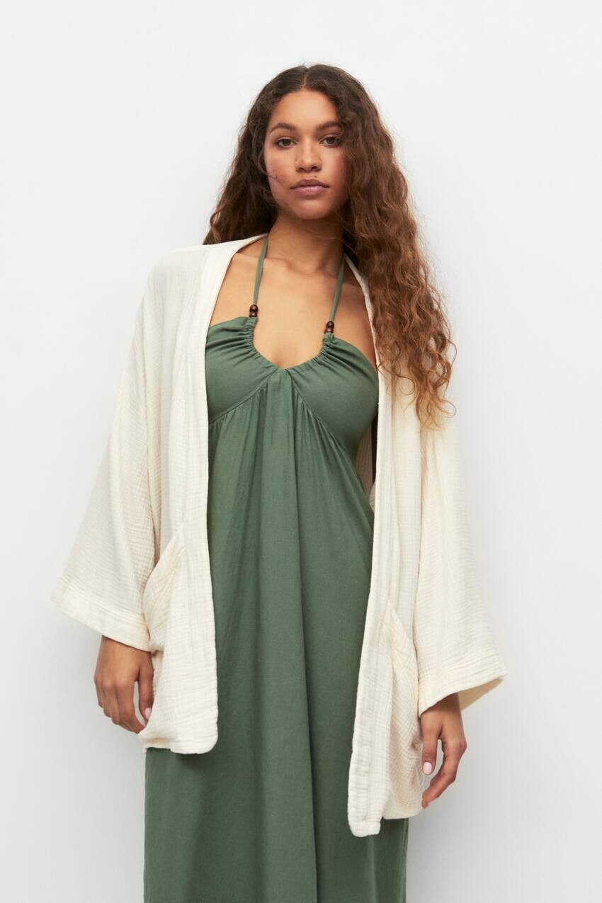

Кимоно свободного кроя Pull&Bear, экрю