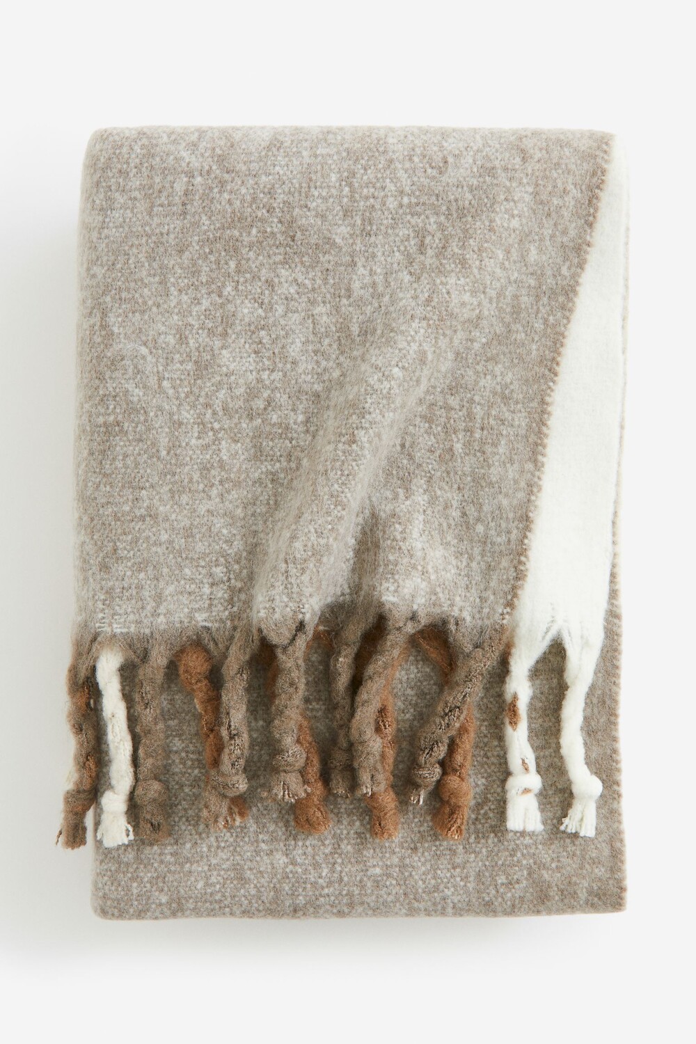 

Плед H&M Home Patterned With A Blend Of Wool, серо-коричневый