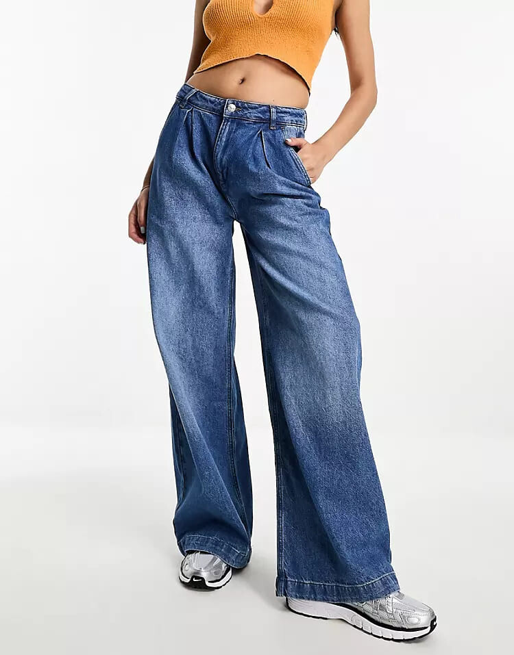 

Джинсы ASOS DESIGN Pleated Wide Leg, синий
