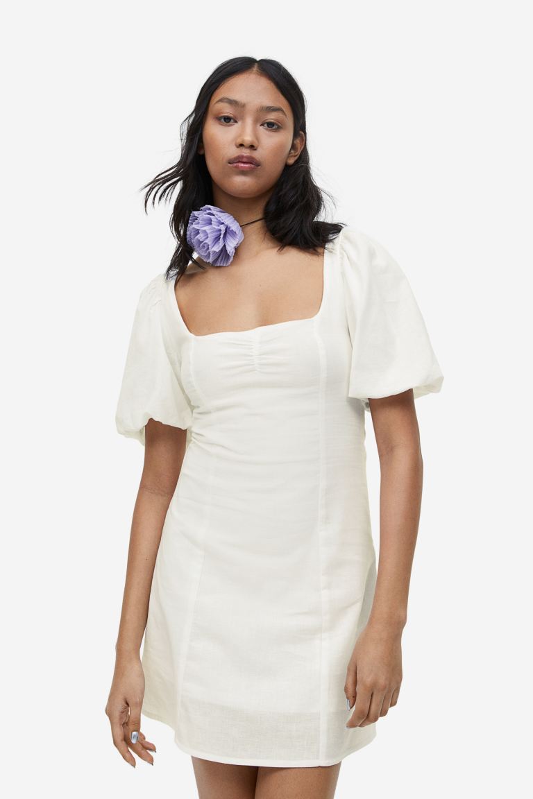 цена Платье с пышными рукавами H&M, белый