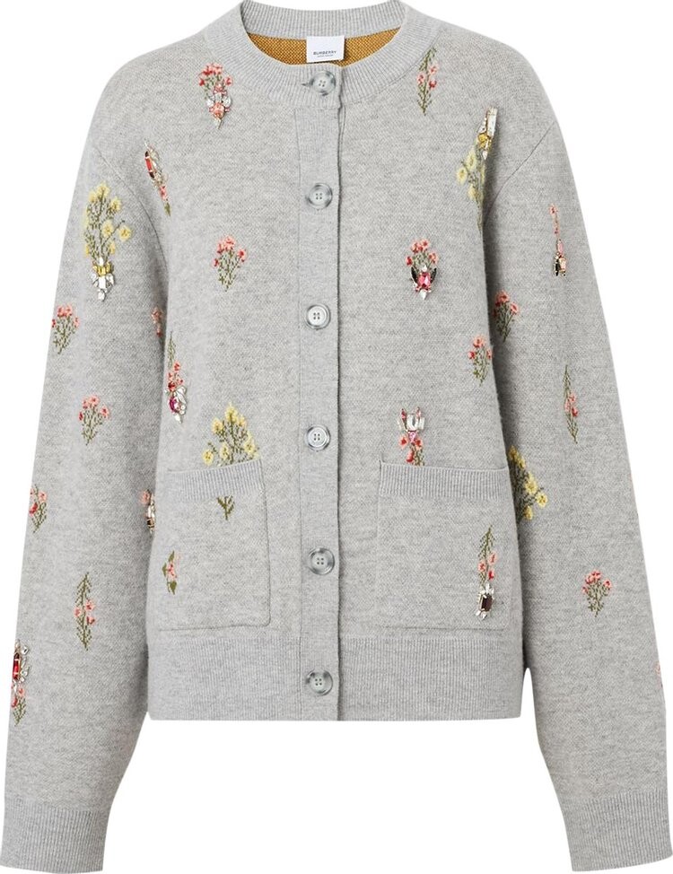 

Кардиган Burberry Knit Cardigan Parchment Grey, серый