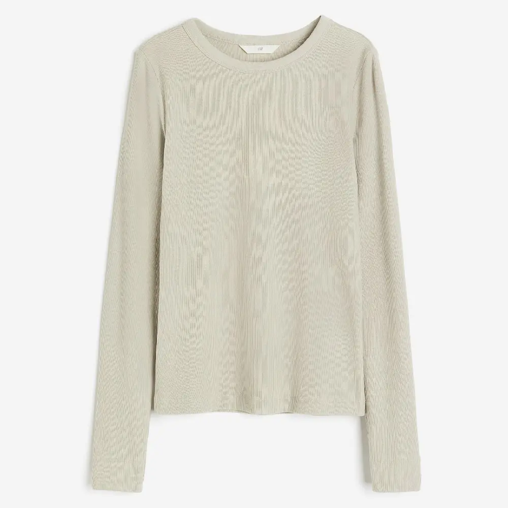 

Лонгслив H&M Ribbed Modal-blend, светло-зеленый