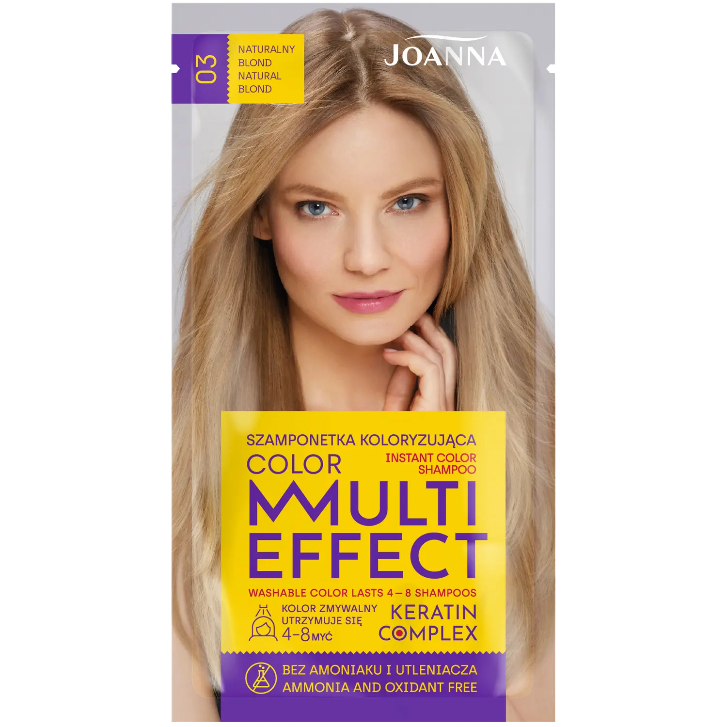 Joanna Multi Effect оттеночный шампунь 03 натуральный блонд, 40 мл joanna оттеночный шампунь multi effect color 04 красная малина 35г