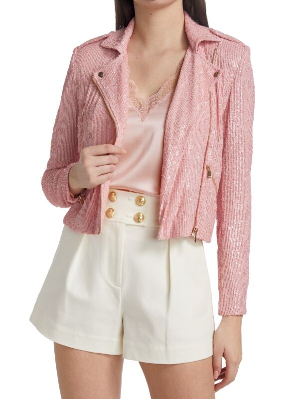 

Мотоциклетная куртка с пайетками robin Generation Love Light pink