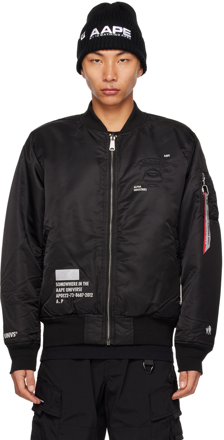 

Черный стеганый двусторонний бомбер AAPE by A Bathing Ape