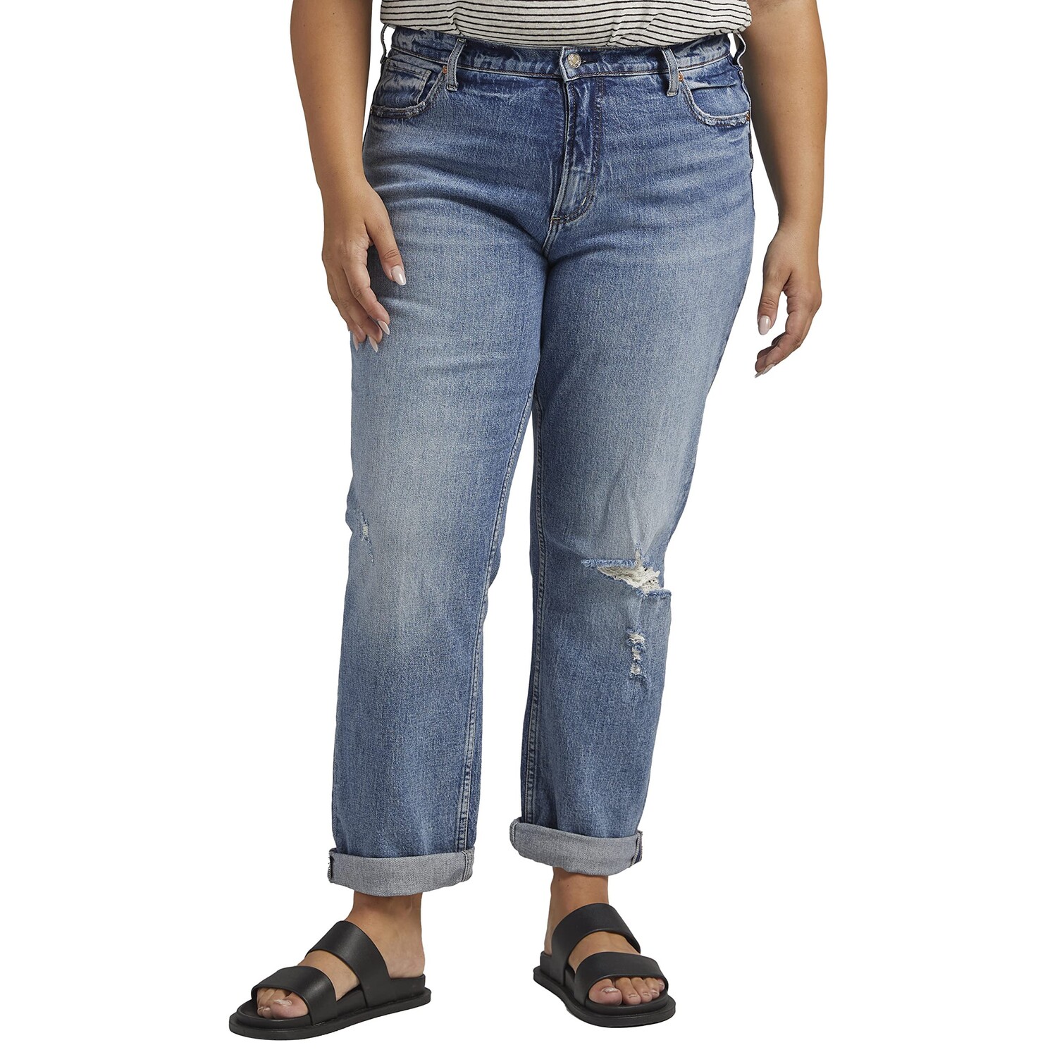 

Джинсы Silver Jeans Co., Plus Size 90s Boyfriend High-Rise Straight Leg Jeans W28355RCS204
