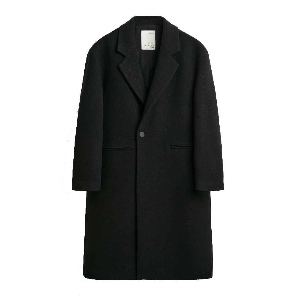 Пальто Zara X Studio Nicholson Oversize, черный свитер zara x studio nicholson cashmere blend черный