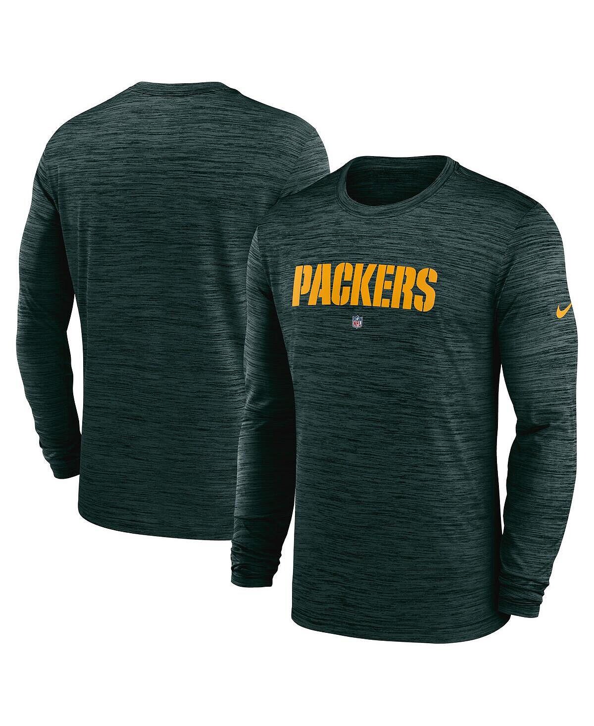 

Мужская зеленая футболка с длинным рукавом Green Bay Packers Sideline Team Velocity Performance Nike, Зеленый