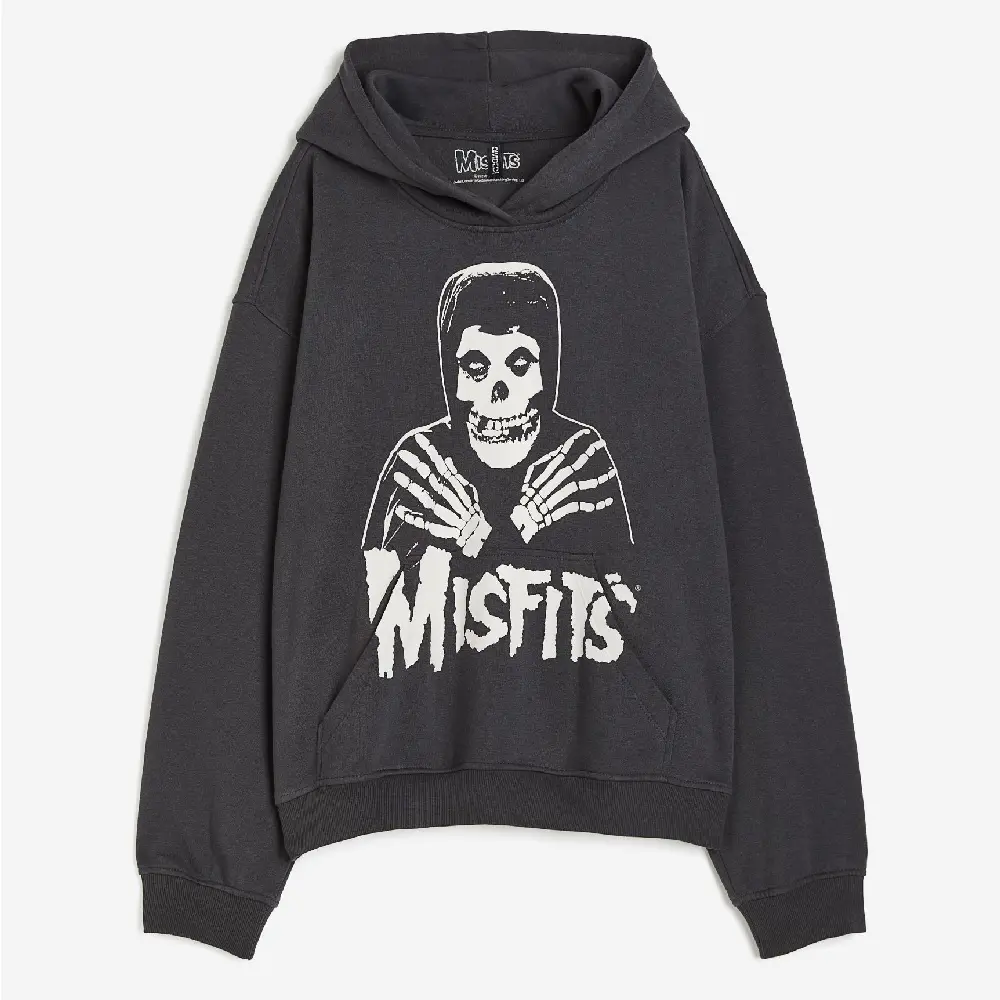 Толстовка H&M Oversized With Motif Misfits, темно-серый