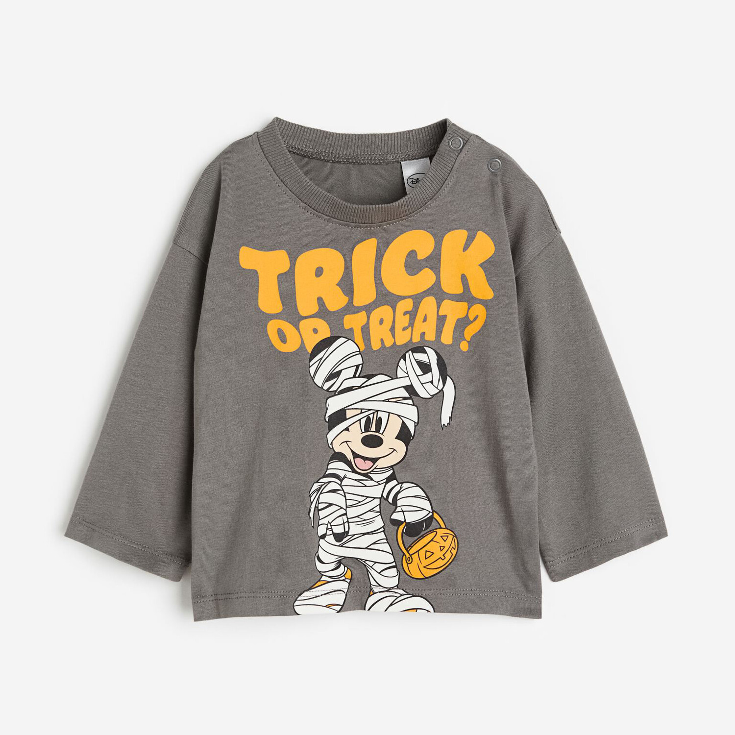 

Футболка с длинными рукавами и принтом H&M Disney Mickey Mouse, темно-серый