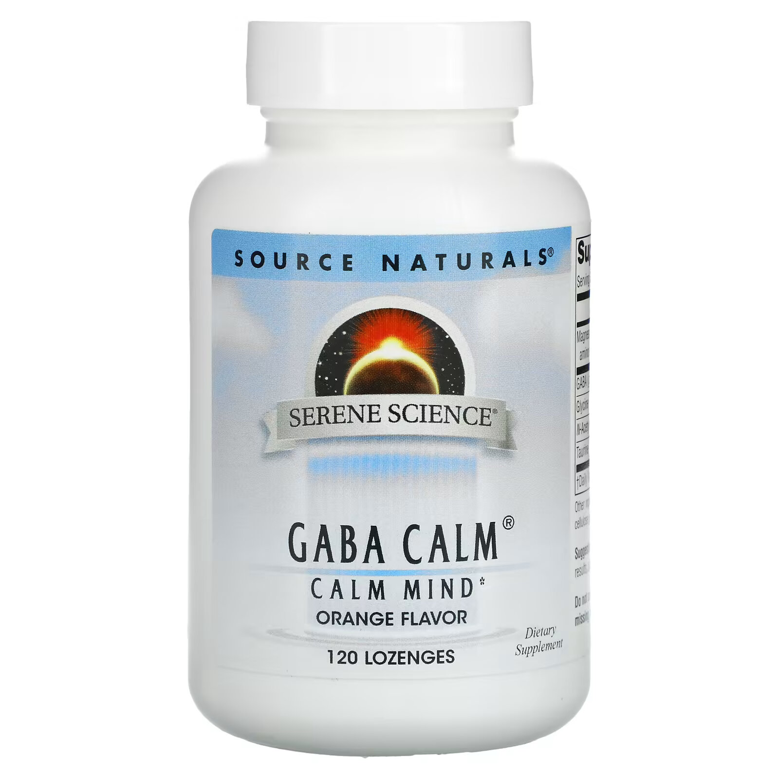 Source Naturals, GABA Calm, ГАМК, апельсиновый вкус, 120 таблеток для рассасывания - фото