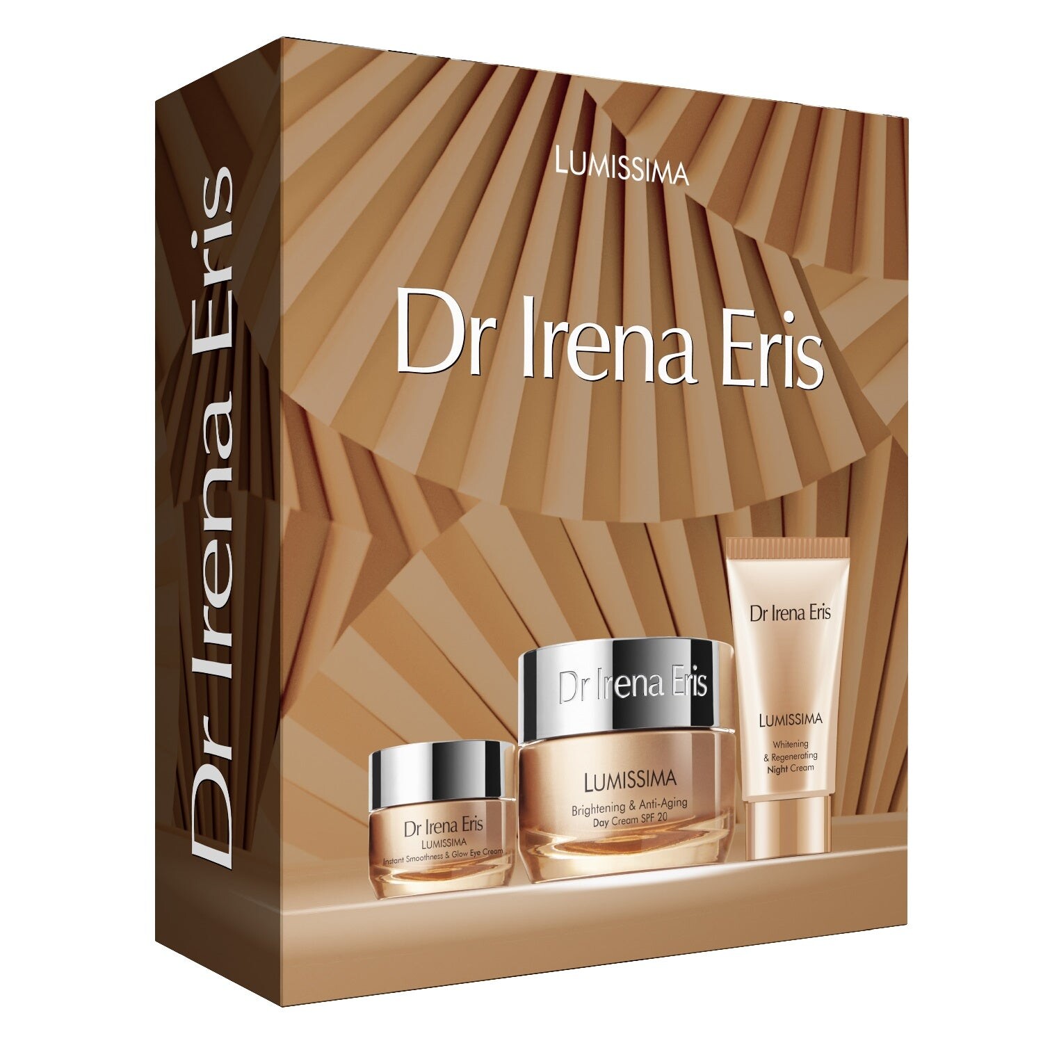 

Dr Irena Eris Набор Lumissima осветляющий крем для лица на день SPF20 50мл + осветляющий и восстанавливающий крем для лица на ночь 30мл + осветляющий крем вокруг глаз 15мл