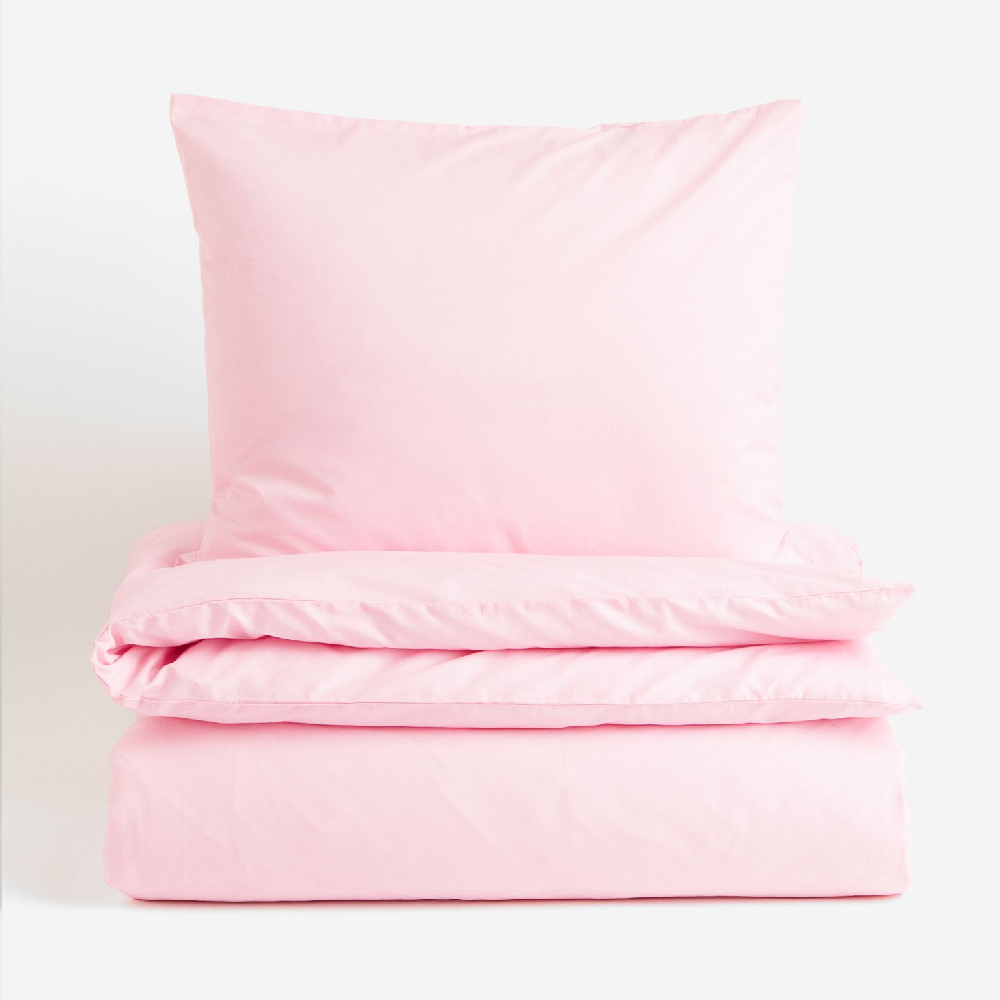 Комплект односпального постельного белья H&M Home Cotton, светло-розовый