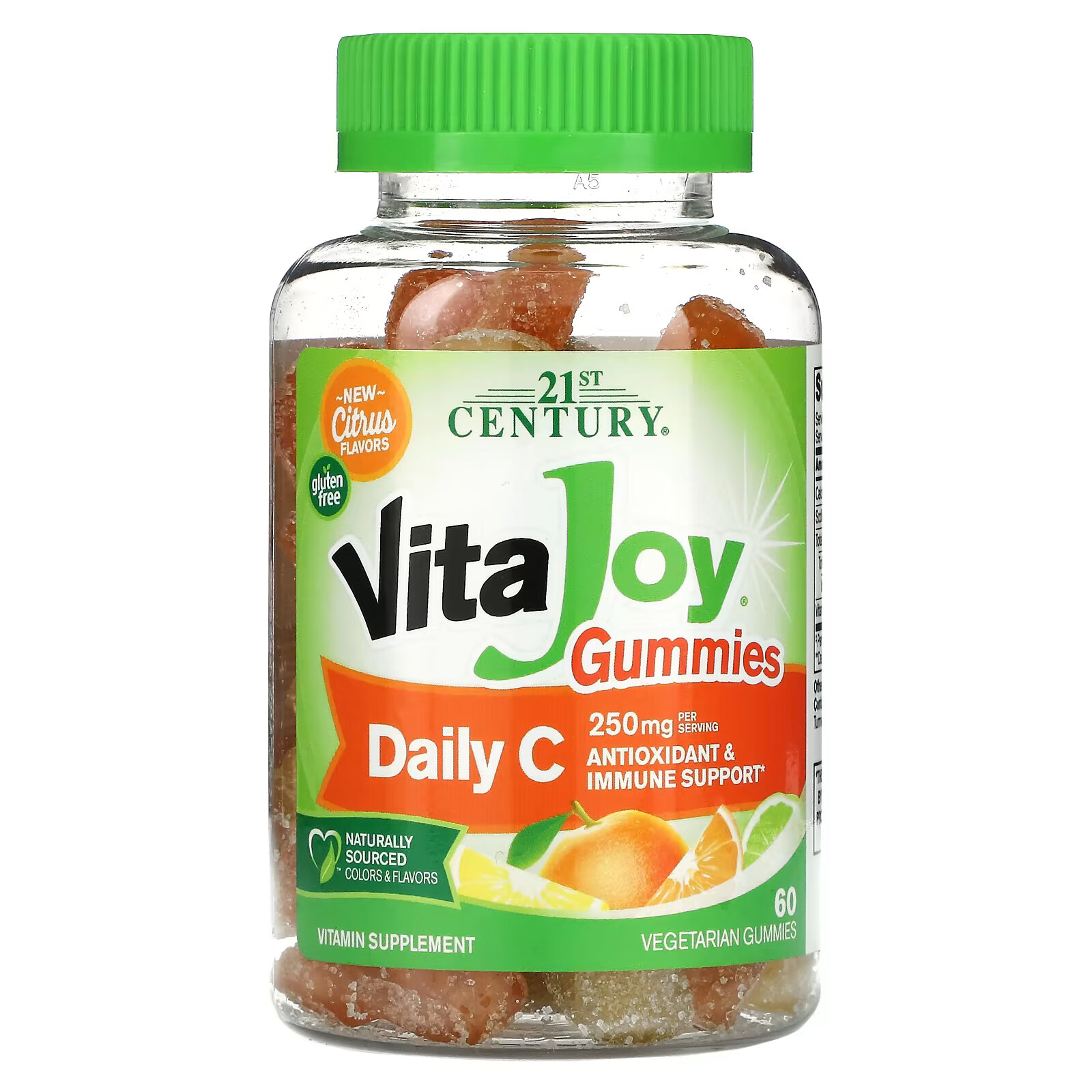 21st Century, VitaJoy, дневная доза витамина C, 250 мг, 60 вегетарианских жевательных мармеладок 21st century vitajoy gummies со вкусом бузины 60 вегетарианских жевательных мармеладок