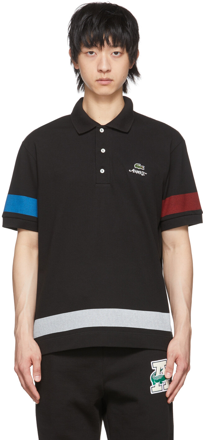 

Черная хлопковая футболка-поло Lacoste Edition Awake NY