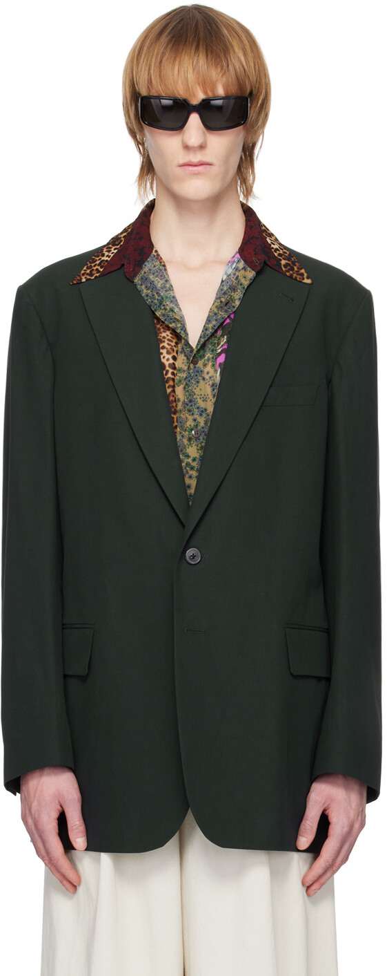 

Зеленый пиджак с разрезами Dries Van Noten