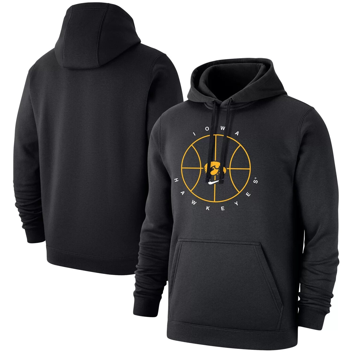 

Мужской черный флисовый пуловер с капюшоном Iowa Hawkeyes Basketball Icon Club Nike