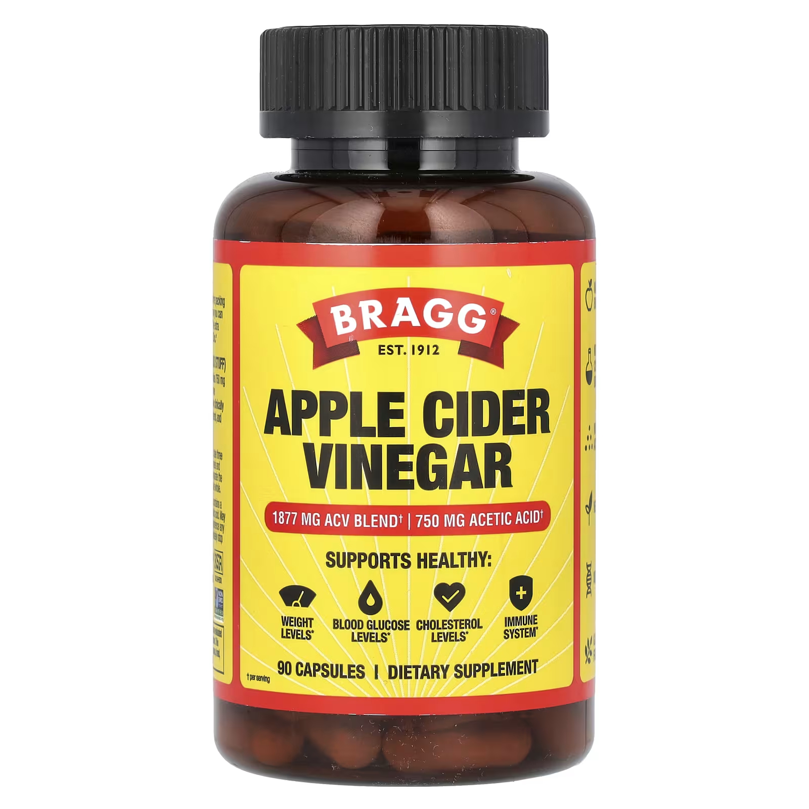 Яблочный уксус Bragg, 90 капсул яблочный уксус 21st century 90 капсул