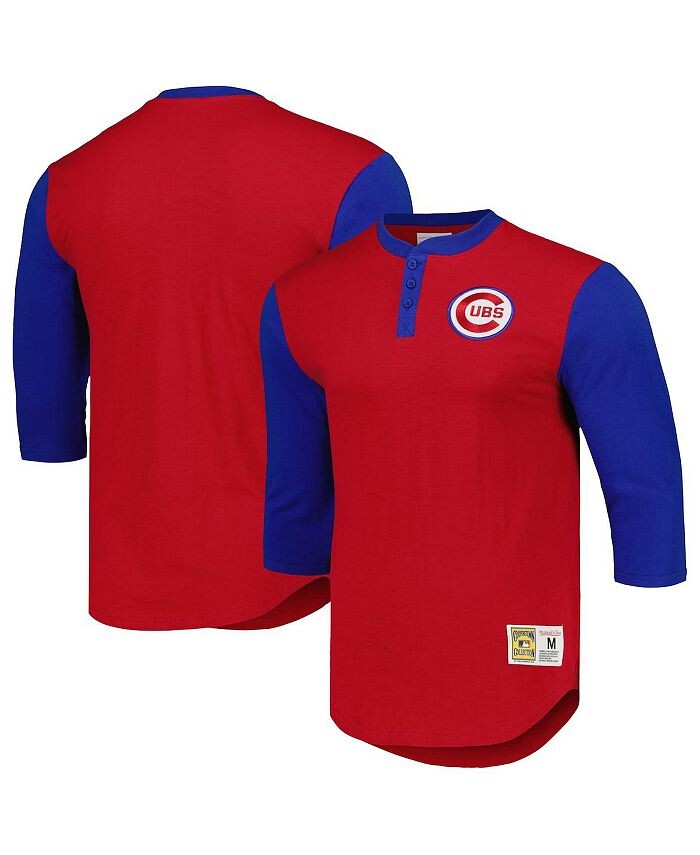 

Мужская красная футболка Chicago Cubs Cooperstown Collection Legendary Slub Henley с рукавами 3/4 Mitchell & Ness, красный