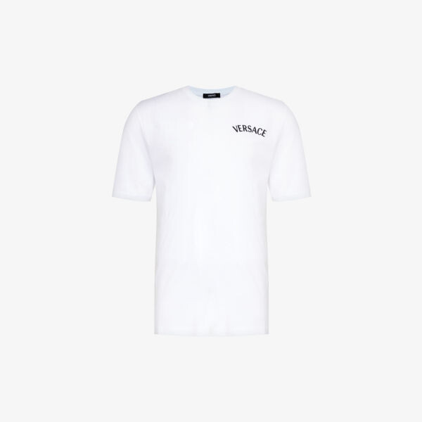 

Футболка из хлопкового джерси с вышитым логотипом Versace, белый