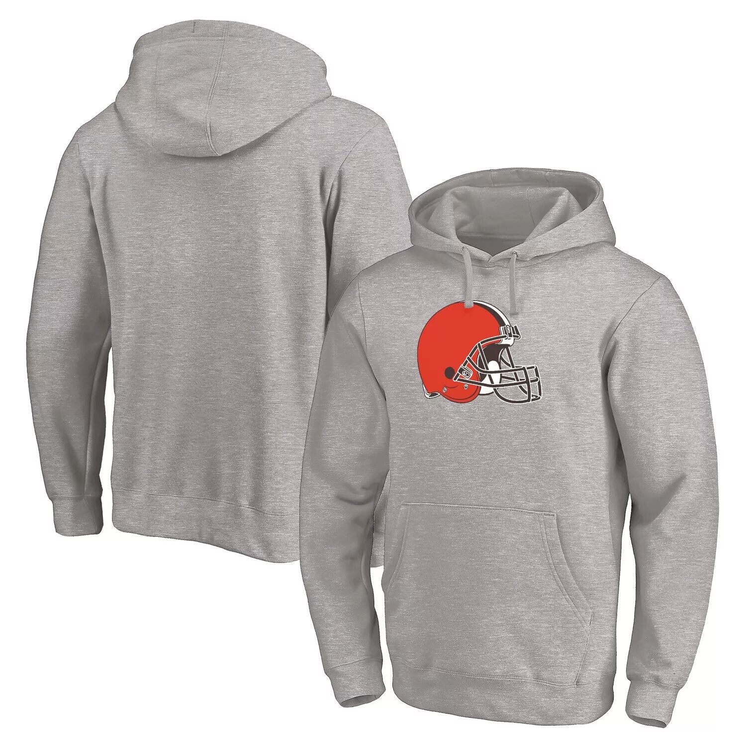 

Мужской серый пуловер с капюшоном с фирменным логотипом Cleveland Browns Team Big & Tall Primary Logo Fanatics
