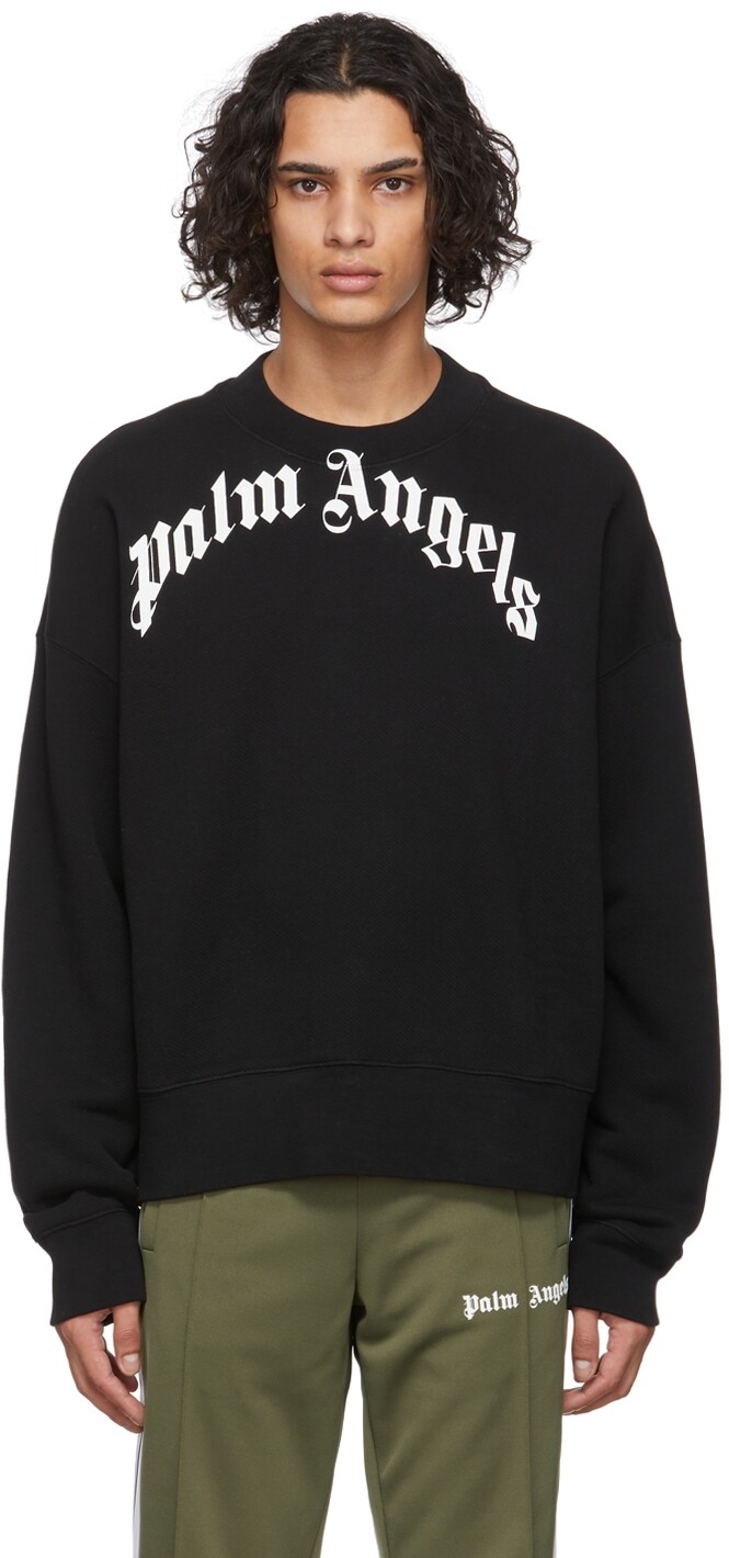 

Черная толстовка с изогнутым логотипом Palm Angels