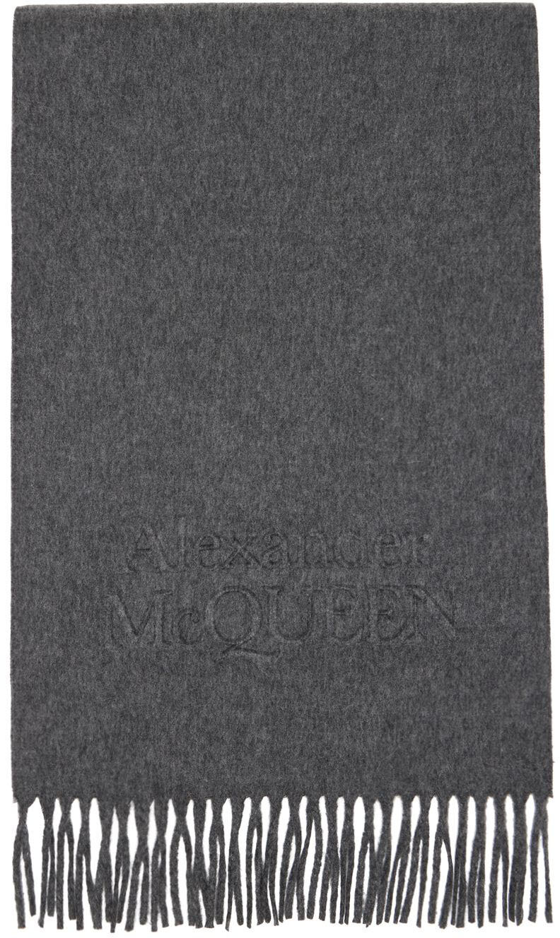 

Серый кашемировый шарф Alexander McQueen