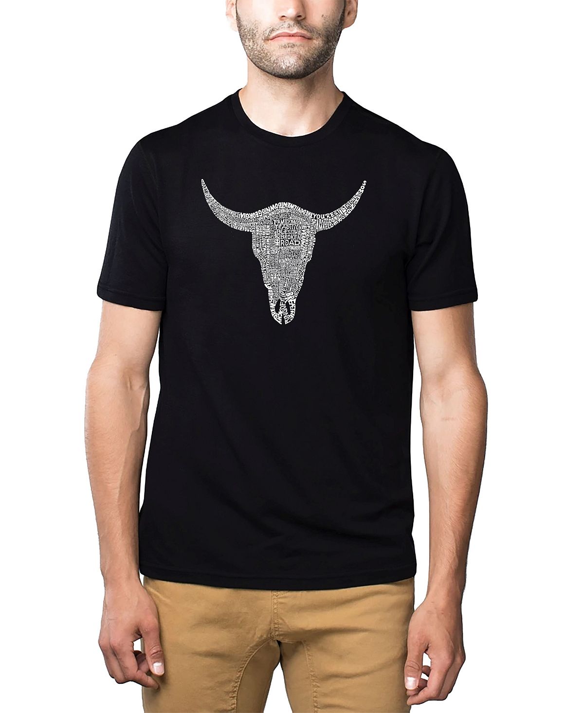 Мужская футболка премиум-класса word art - cowskull country hits LA Pop Art, черный