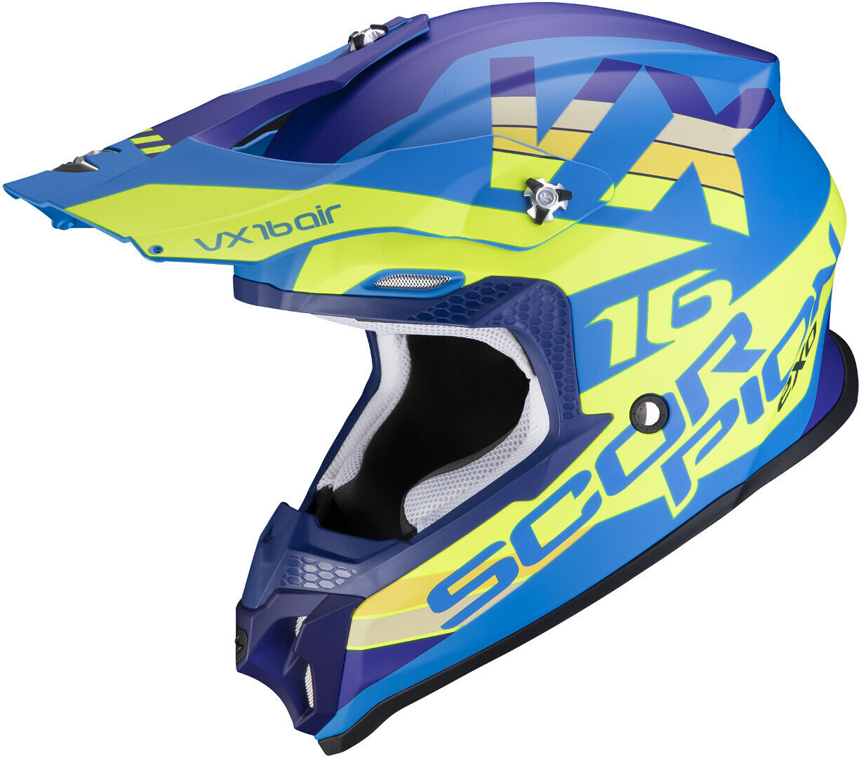 

Шлем Scorpion VX-16 Air X-Turn с логотипом, синий/желтый