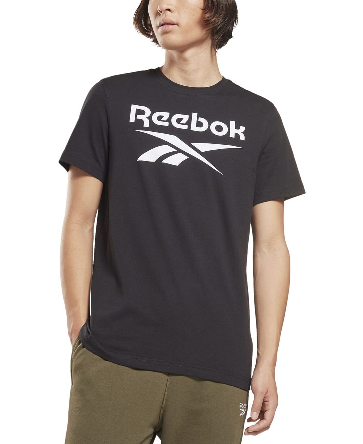 Мужская футболка slim-fit identity с большим логотипом и короткими рукавами Reebok, черно-белый