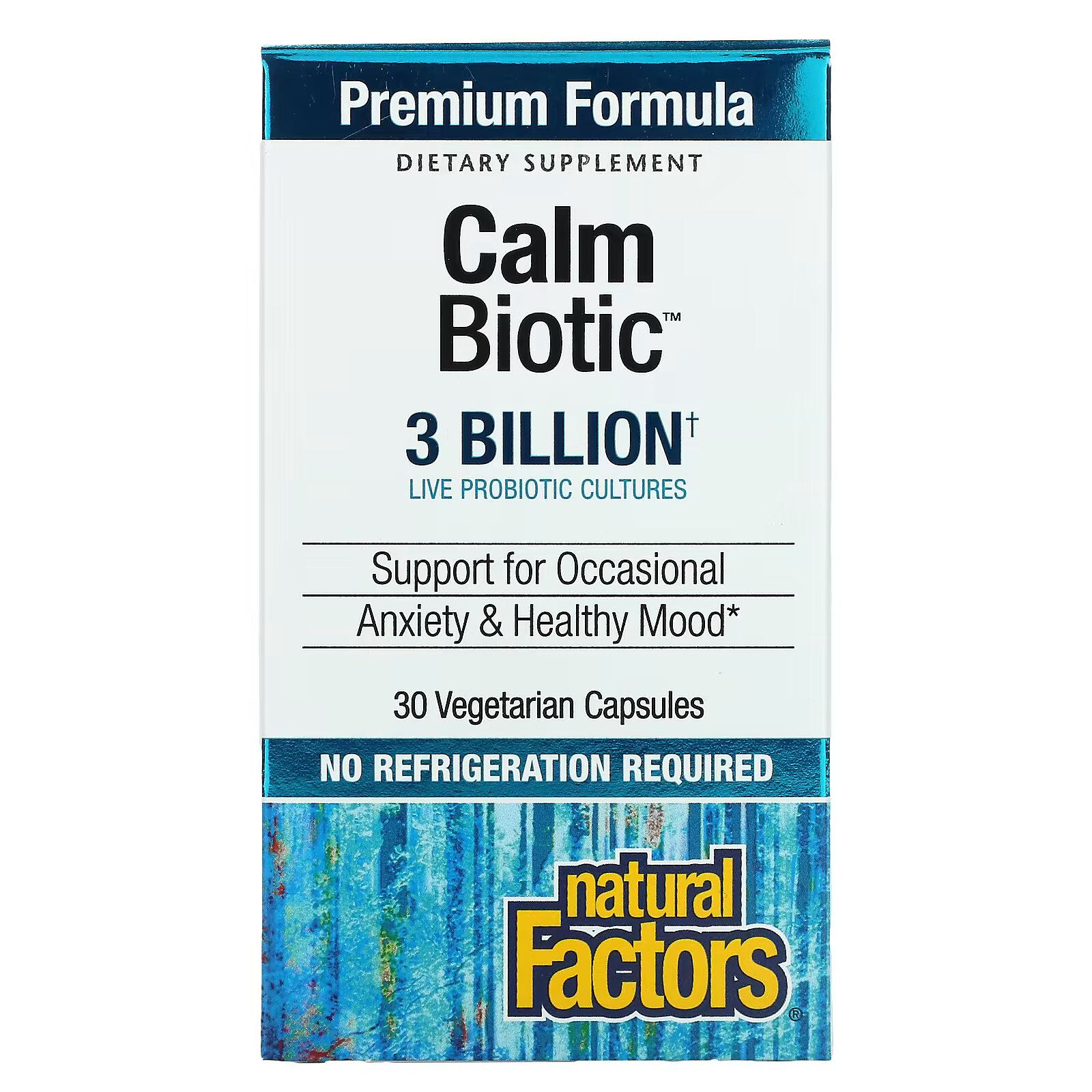 Natural Factors, Calm Biotic, 3 миллиарда, 30 вегетарианских капсул