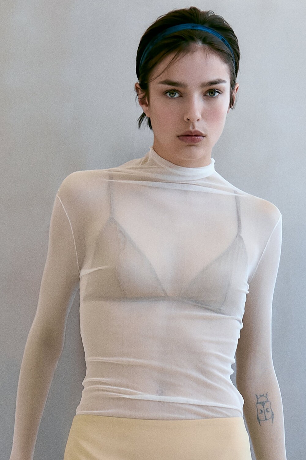 

Шелковый топ ZARA, слоновая кость