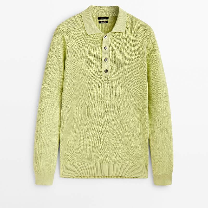 

Поло Massimo Dutti Textured Cotton, желтый