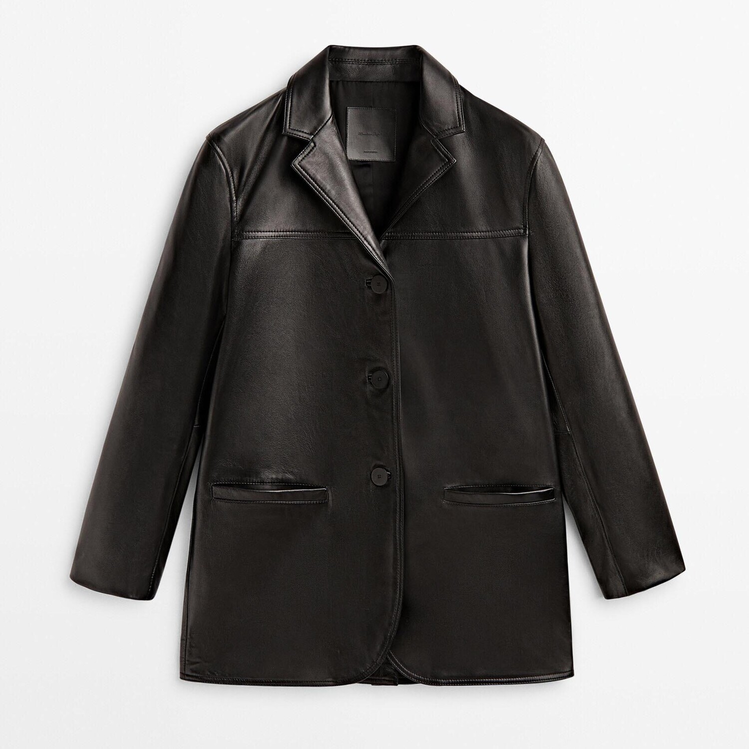 

Блейзер Massimo Dutti Nappa Leather, черный