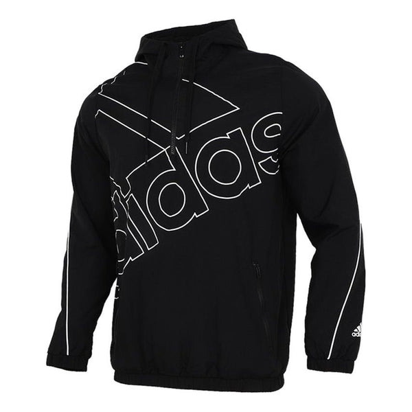 Куртка Adidas M Favs Q1 Wb Large Logo Printing Sports Hooded Black, Черный