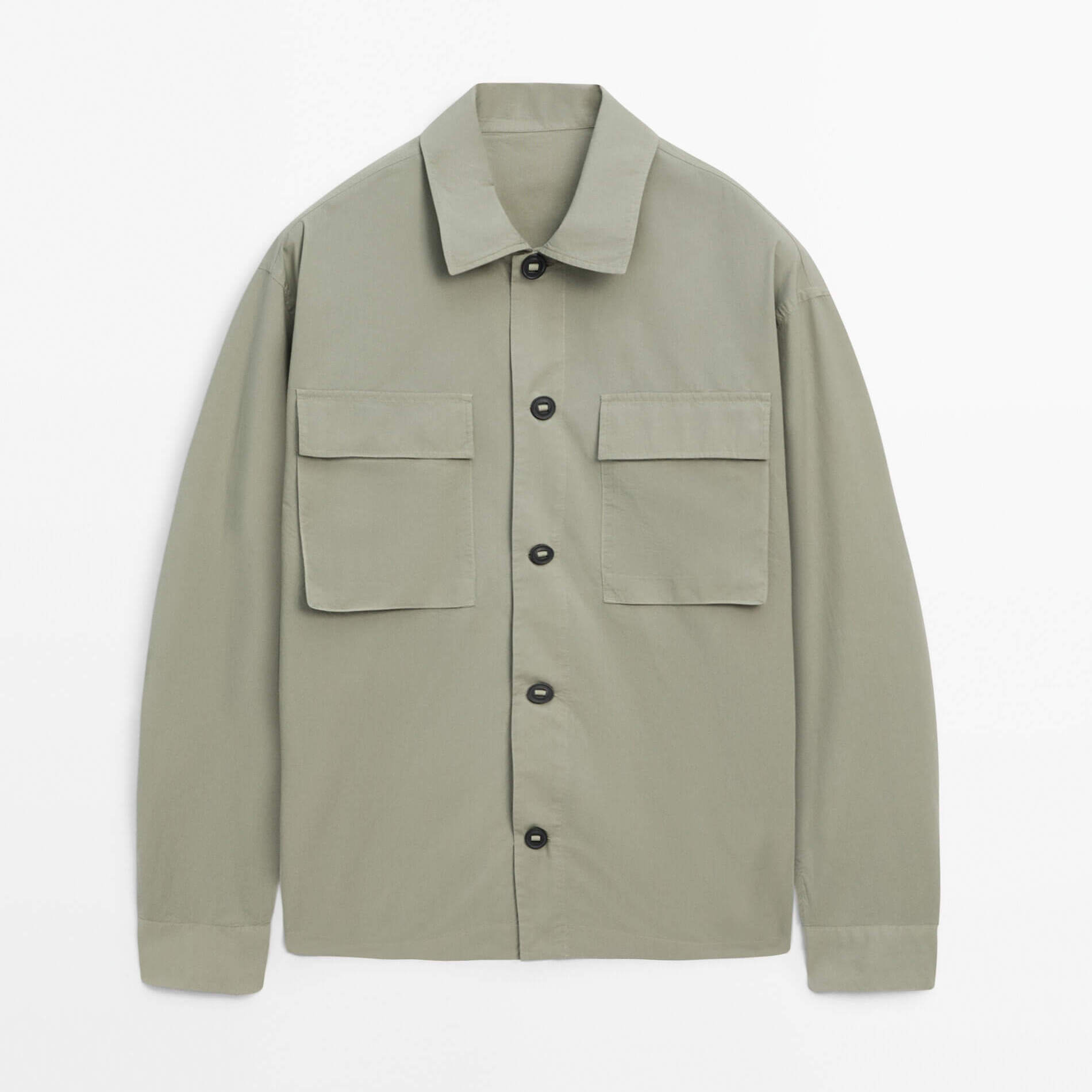 Куртка-рубашка Massimo Dutti Cotton With Chest Pockets, светло-зеленый куртка рубашка massimo dutti cotton with chest pocket хаки