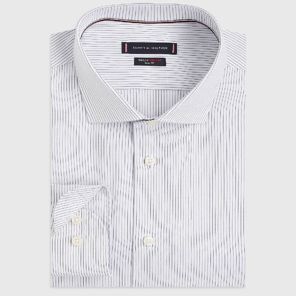 

Рубашка Tommy Hilfiger Slim Fit Th Flex Collar Pinstripe, белый