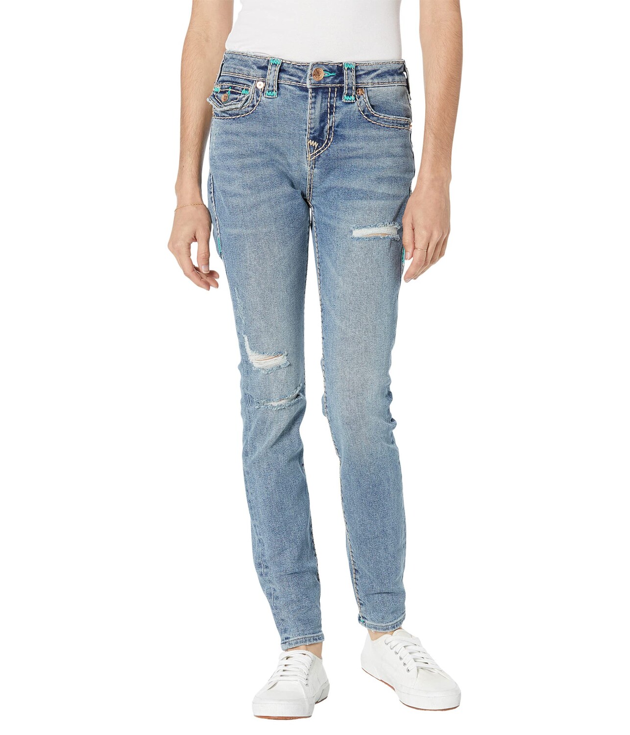 

Джинсы True Religion, Jennie Mid-Rise Curvy Skinny Flap Supert in Mother Light Destroy